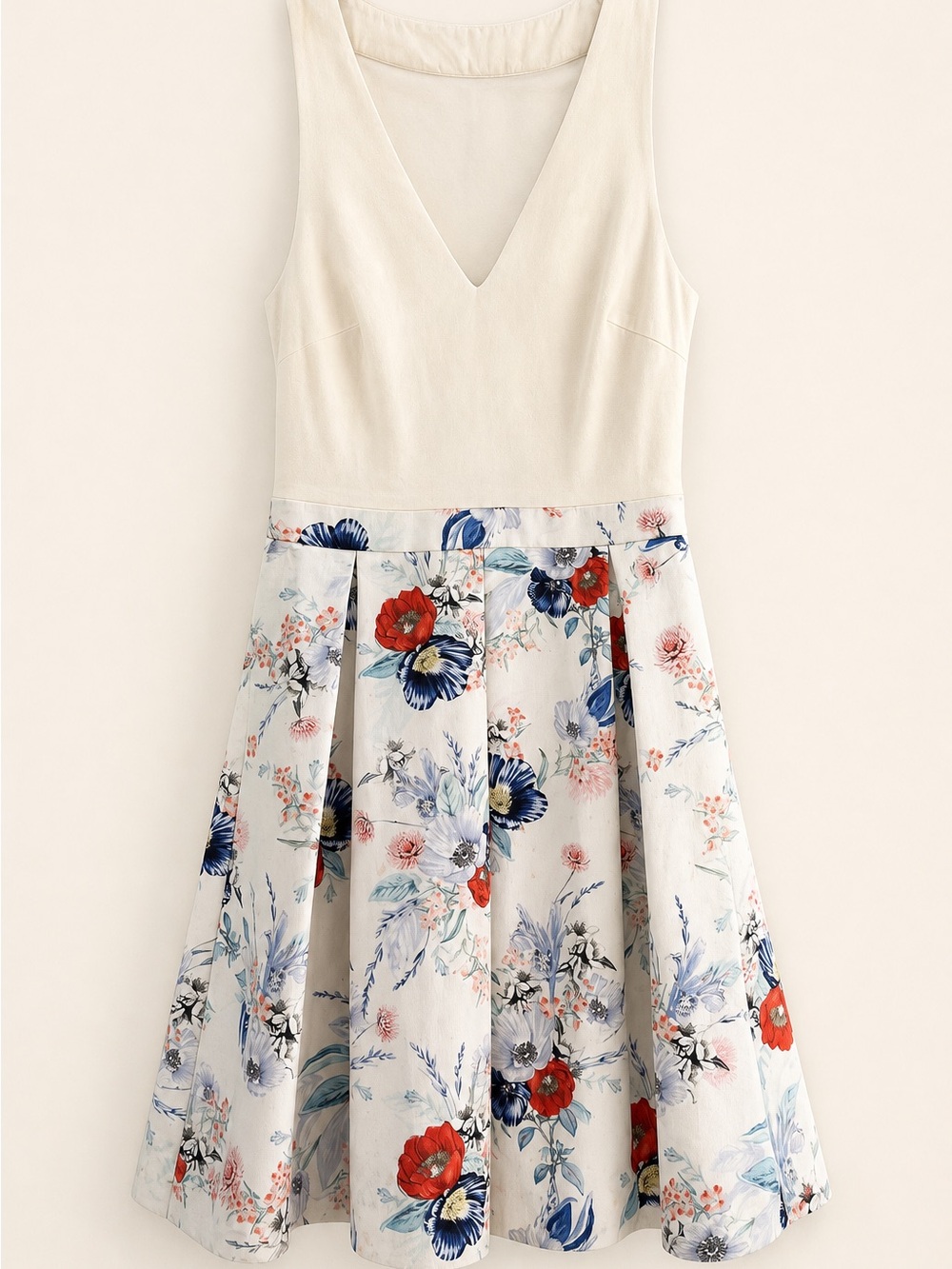Forever New Cream Floral Fit-and-Flare Dress